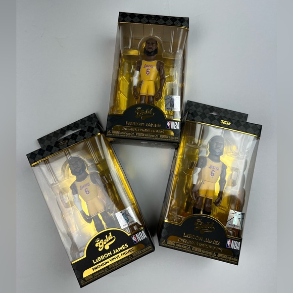 3 NBA Funko Gold Lebron James L.A. Lakers Vinyl Action Figure 5” - Picture 1 of 12